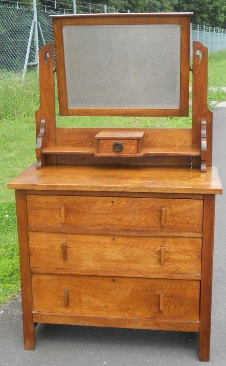 Edwardian Golden Oak Dressing Chest
