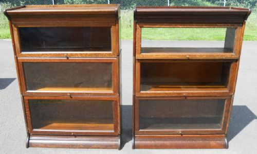 Pair Oak Stacking Bookcases by Gunn