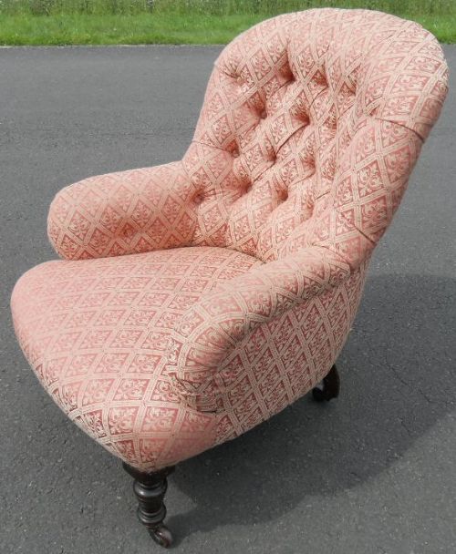 Victorian Button Back Upholstered Tub Nursing Armchair
