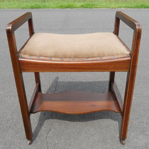 Edwardian Inlaid Mahogany Piano Stool