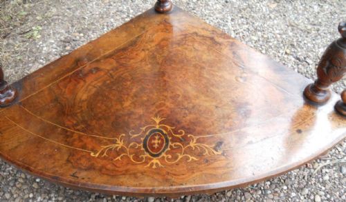 VICTORIAN INLAID WALNUT CORNER WHATNOT STAND - ADDITIONAL PHOTO 6