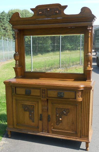 Edwardian Carved Oak Mirrorback Sideboard