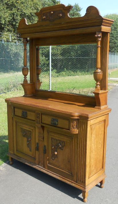 fig 1. Edwardian Carved Oak Mirrorback Sideboard