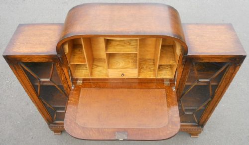 fig 1. Oak Bureau Bookcase Cabinet