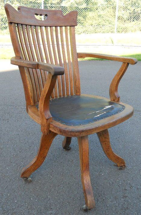 Oak Swivel Office Armchair