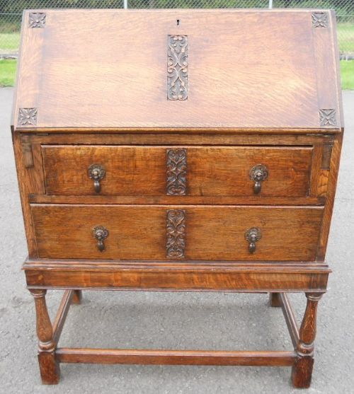 Oak Carved Writing Bureau