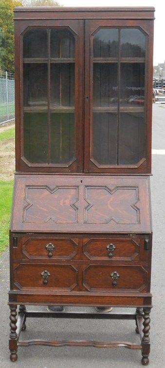Oak Jacobean Style Bureau Bookcase