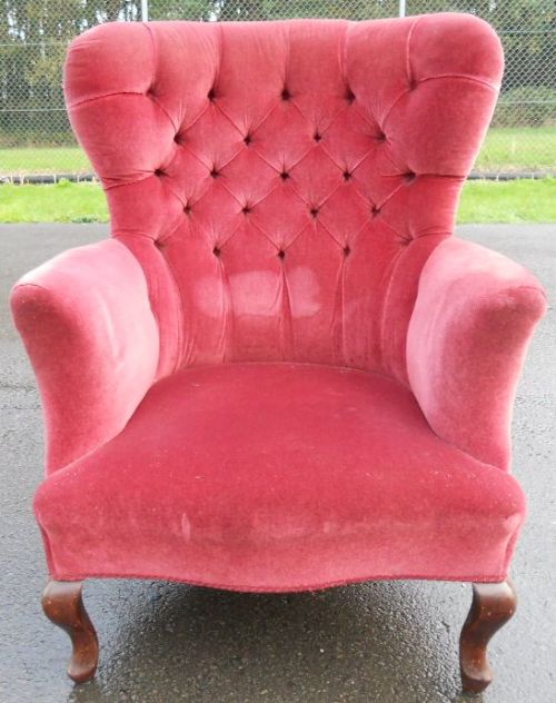 Edwardian Button Back Wing Fireside Armchair