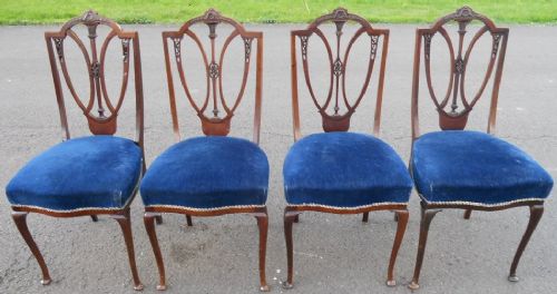 Set of Four Edwardian Mahogany Salon Dining Chairs
