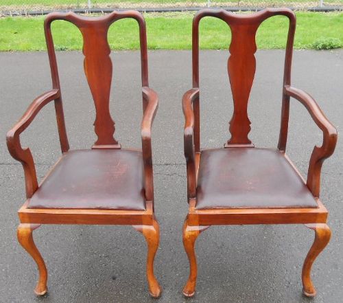 Pair Mahogany Carver Desk Armchairs