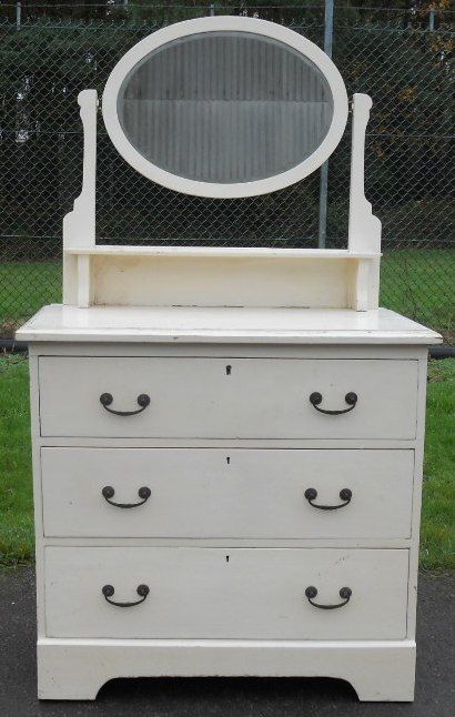 Edwardian Painted Pine Dressing Table Chest