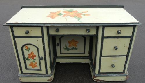 Victorian Painted Kneehole Writing Desk