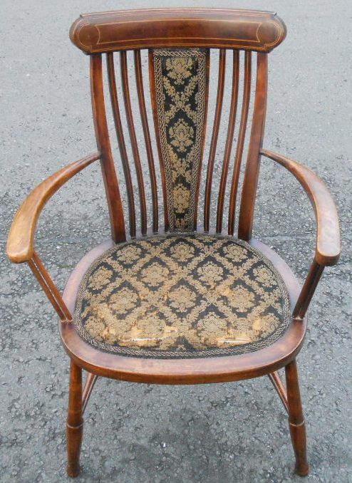 Edwardian Inlaid Mahogany Salon Armchair