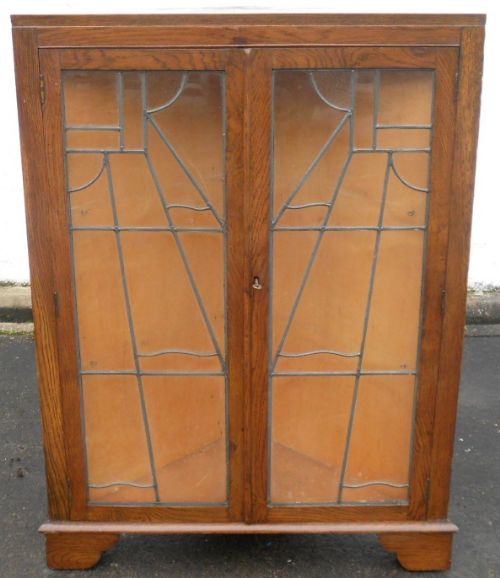 Deco Oak Corner Display Cabinet