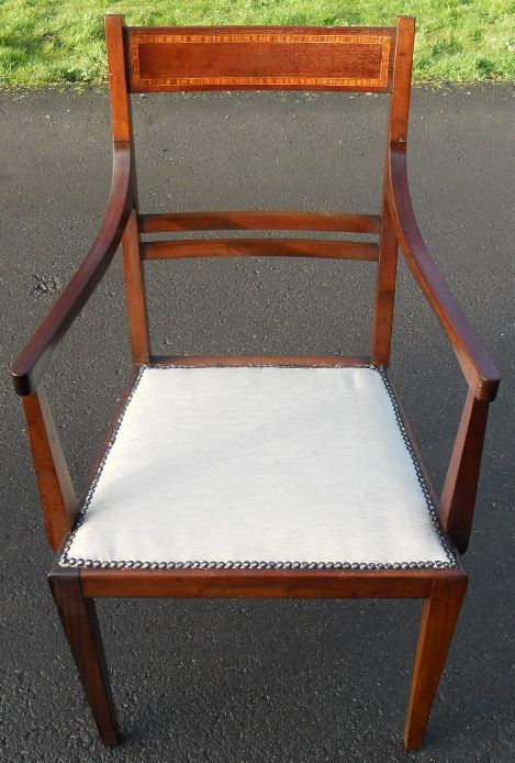 Edwardian Inlaid Mahogany Carver Armchair