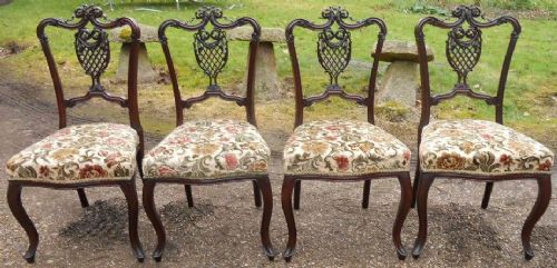 fig 1. Set of Four Edwardian Carved Mahogany Salon Chairs