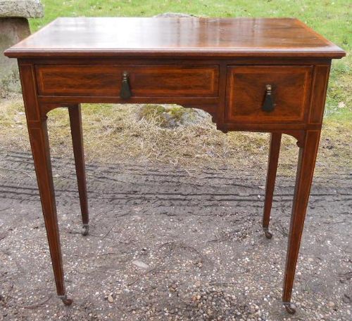 Edwardian Small Inlaid Mahogany Writing Desk