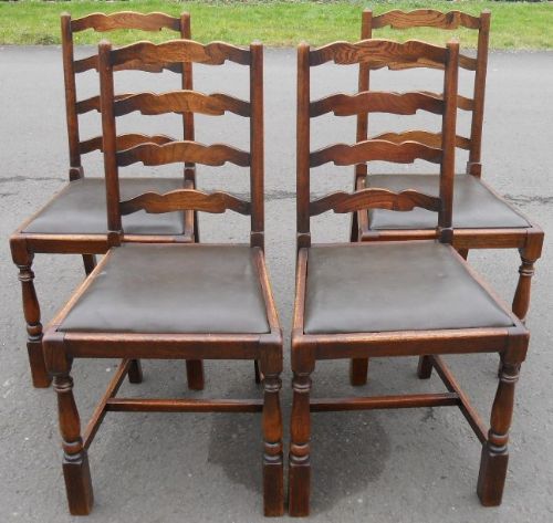 Set of Four Elm & Beech Ladderback Dining Chairs