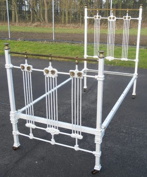 Art Nouveau Painted Brass & Iron Single Bed