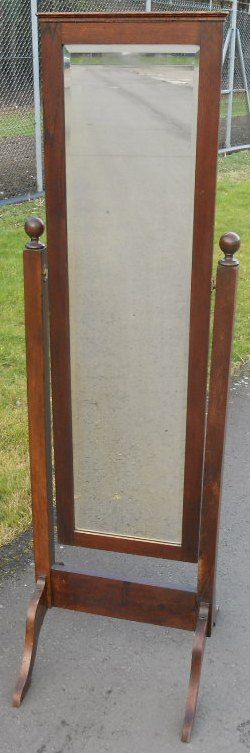 Oak Framed Cheval Dressing Mirror on Stand