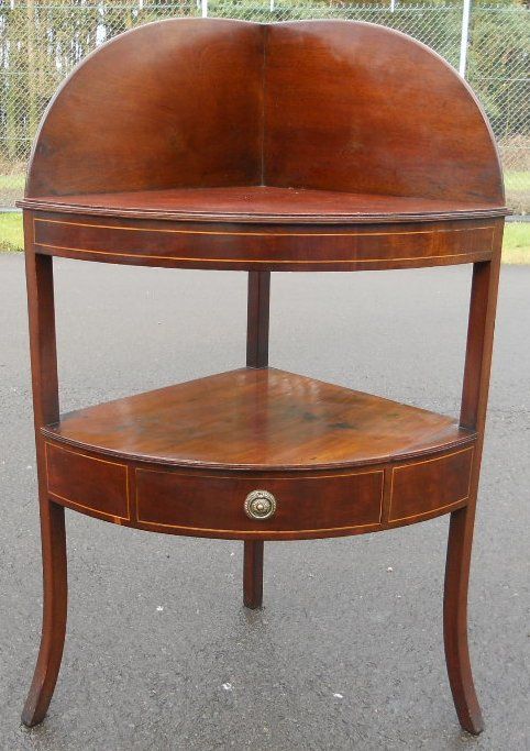 Georgian Mahogany Bowfront Corner Washstand