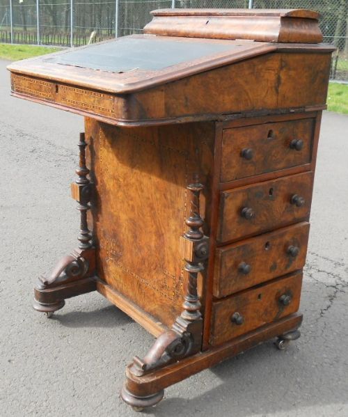 Victorian Inlaid Walnut Davenport Desk for Restoration