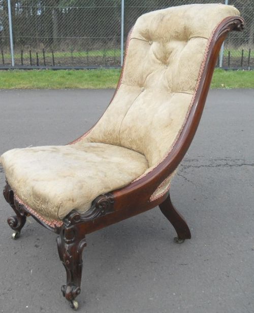 Victorian Rosewood Framed Upholstered Nursing Chair