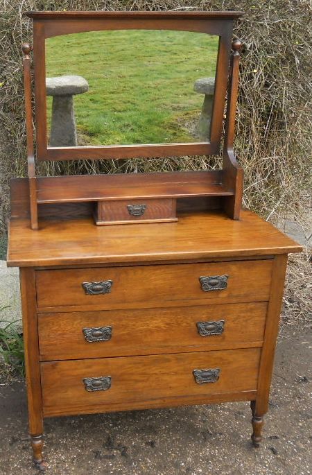 Edwardian Oak Dressing Chest of Drawers