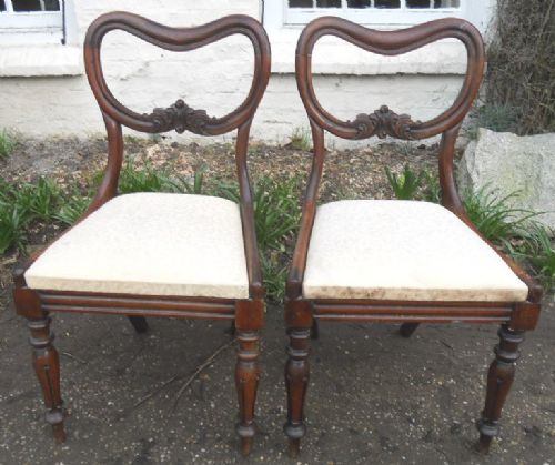 Pair Victorian Rosewood Dining Chairs
