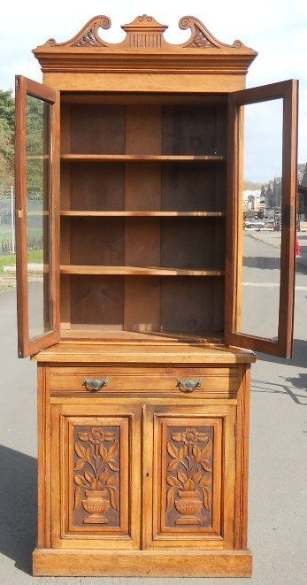 fig 1. Edwardian Walnut Cabinet Bookcase