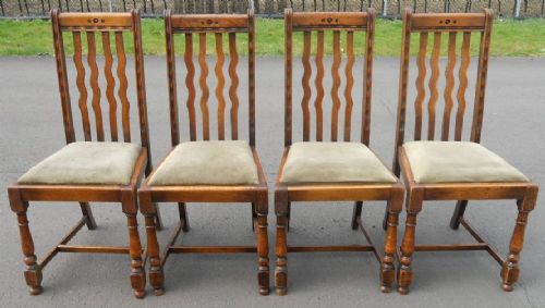 Set of Four Oak Highback Dining Chairs