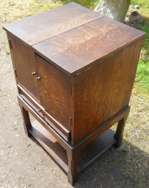 OAK SEWING BOX ON STAND - ADDITIONAL PHOTO 4