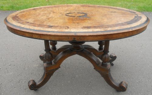 Victorian Oval Walnut Pedestal Coffee Table
