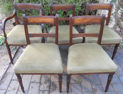 Set of Five Georgian Mahogany Dining Chairs