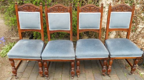 Set of Four Edwardian Oak Dining Chairs