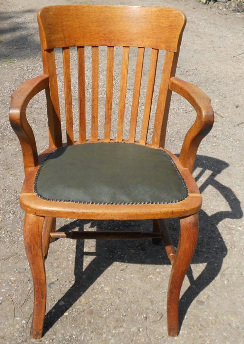 Edwardian Oak Office Desk Armchair