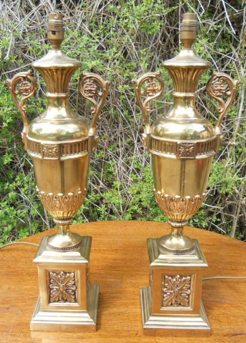 Pair Brass Trophy Shaped Side Lamps