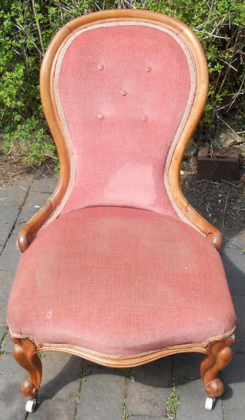 Victorian Walnut Framed Upholstered Nursing Chair