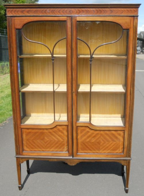 Edwardian Inlaid Mahogany China Display Cabinet