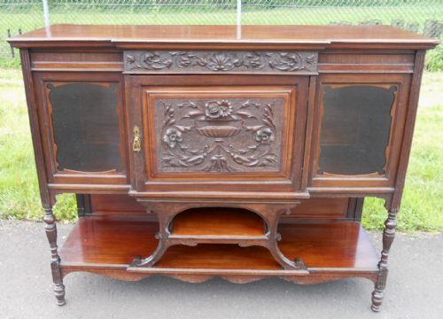 Edwardian Carved Mahogany Chiffonier Sideboard