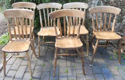 Six Windsor Lathback Kitchen Chairs
