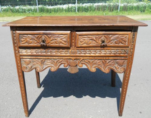 Antique Carved Oak Side Table