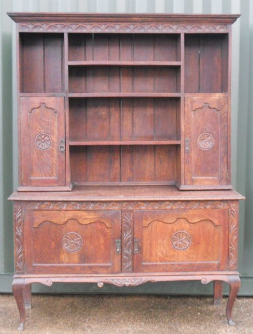 EDWARDIAN LARGE CARVED OAK DRESSER - ADDITIONAL PHOTO 4