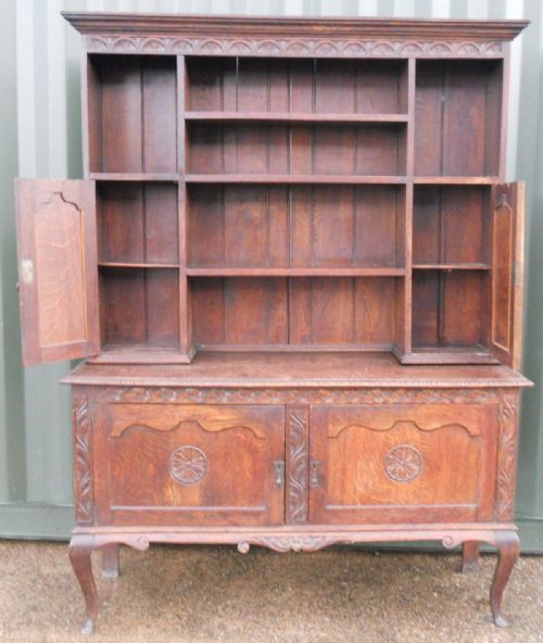 EDWARDIAN LARGE CARVED OAK DRESSER - ADDITIONAL PHOTO 7