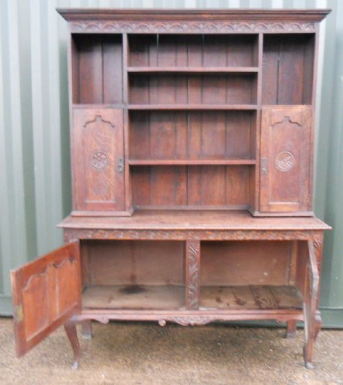 EDWARDIAN LARGE CARVED OAK DRESSER - ADDITIONAL PHOTO 8