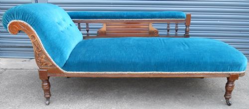 Edwardian Mahogany Upholstered Chaise Longue Settee