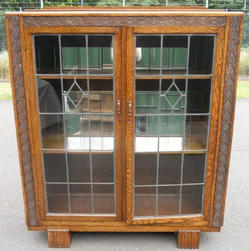 Deco Oak Bookcase Cabinet