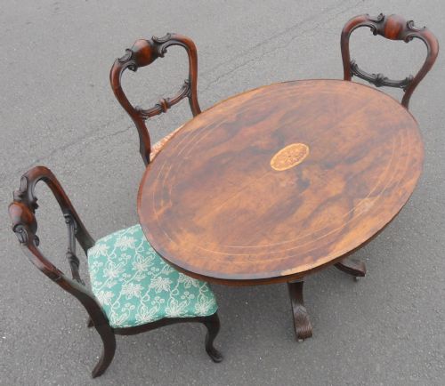 Victorian Inlaid Walnut Oval Centre / Dining Table