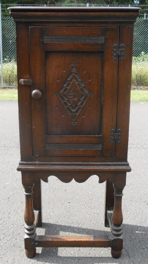 Jacobean Style Oak Bedside Cabinet