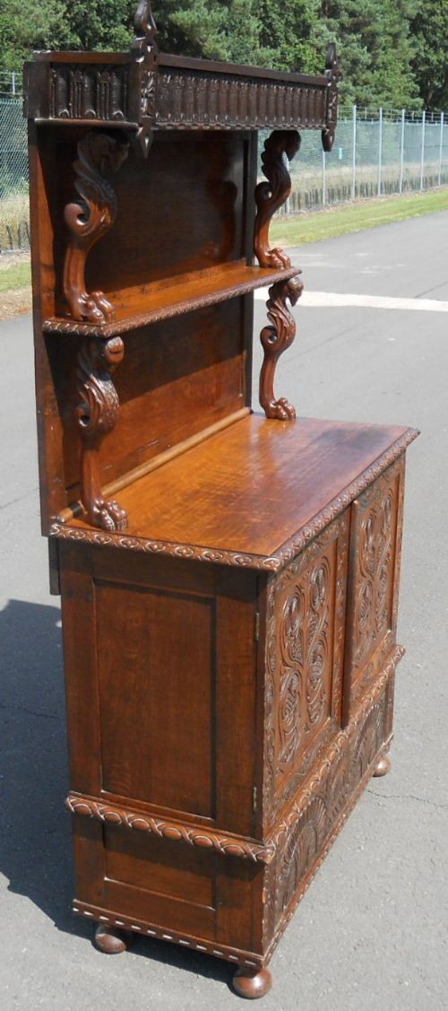 fig 1. Victorian Carved Oak Cellarette Sideboard Dresser